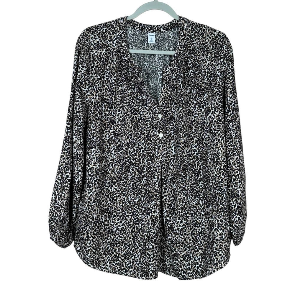 Old Navy Animal Print Open Neck Pullover Blouse Size XL